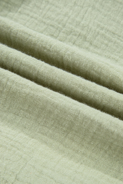 Solid Tie Front V-Neck Ruffle Trim Blouse