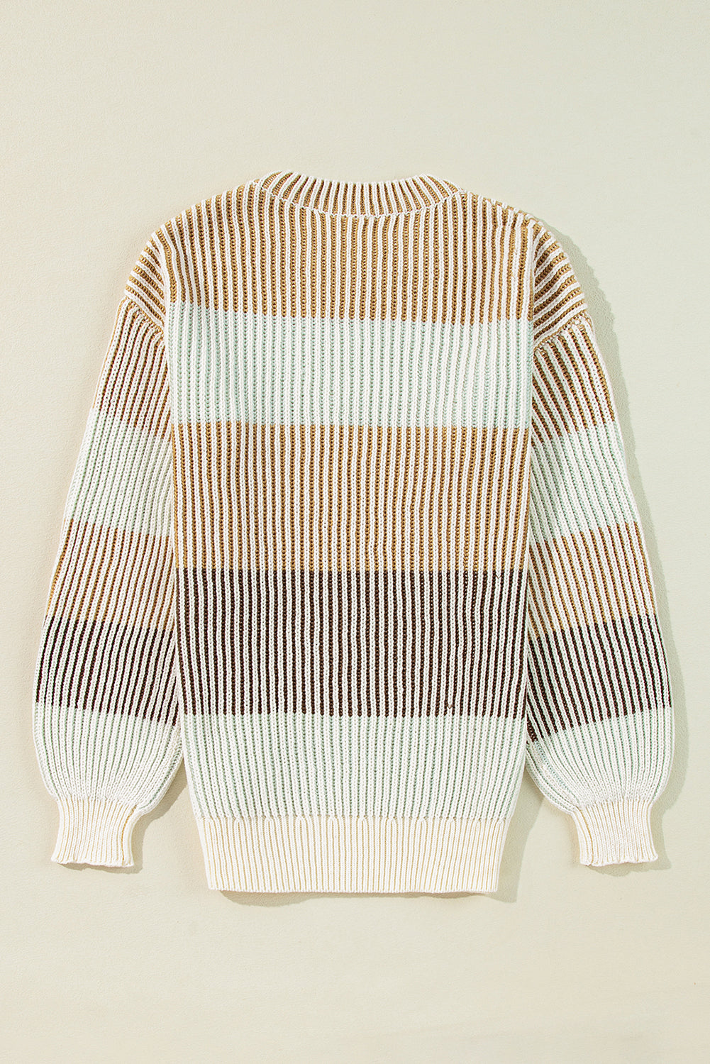 Colorblock Stripe Bubble Sleeve Sweater