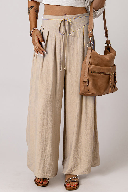 Pleated Drop Waist Wide Leg Pants