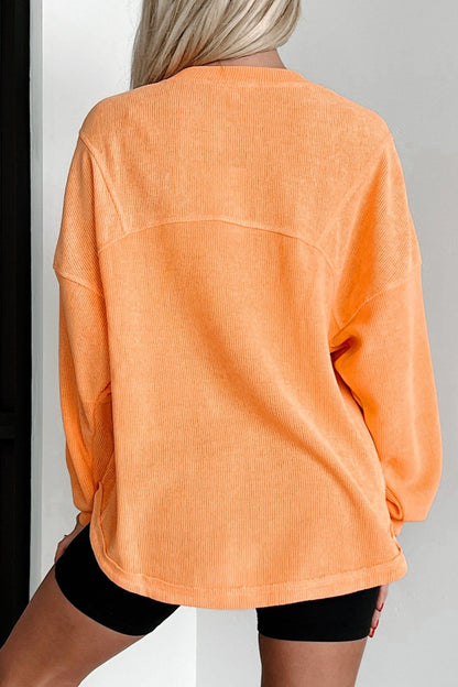 Solid Texture Long Sleeve Top