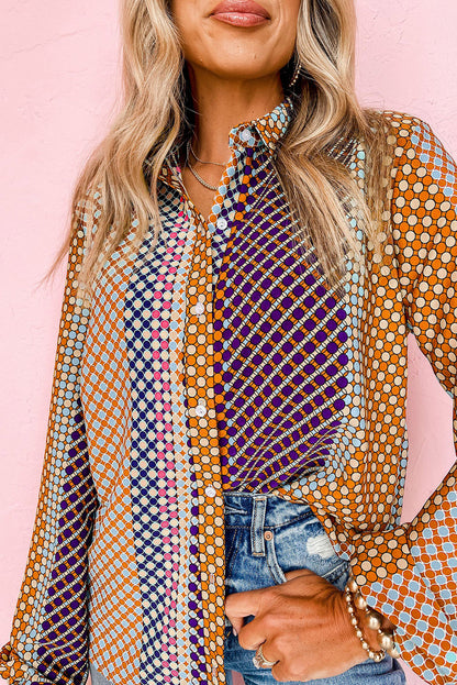 Dotted Button Down Collared Shirt