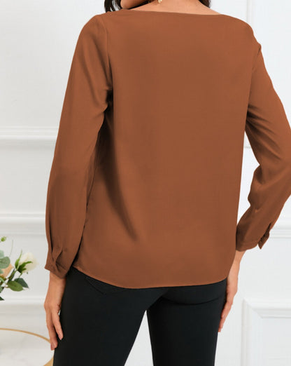 Satin Asymmetrical V-Neck Blouse