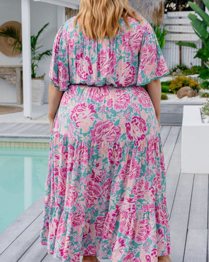 Floral Tiered Maxi Dress Plus Size