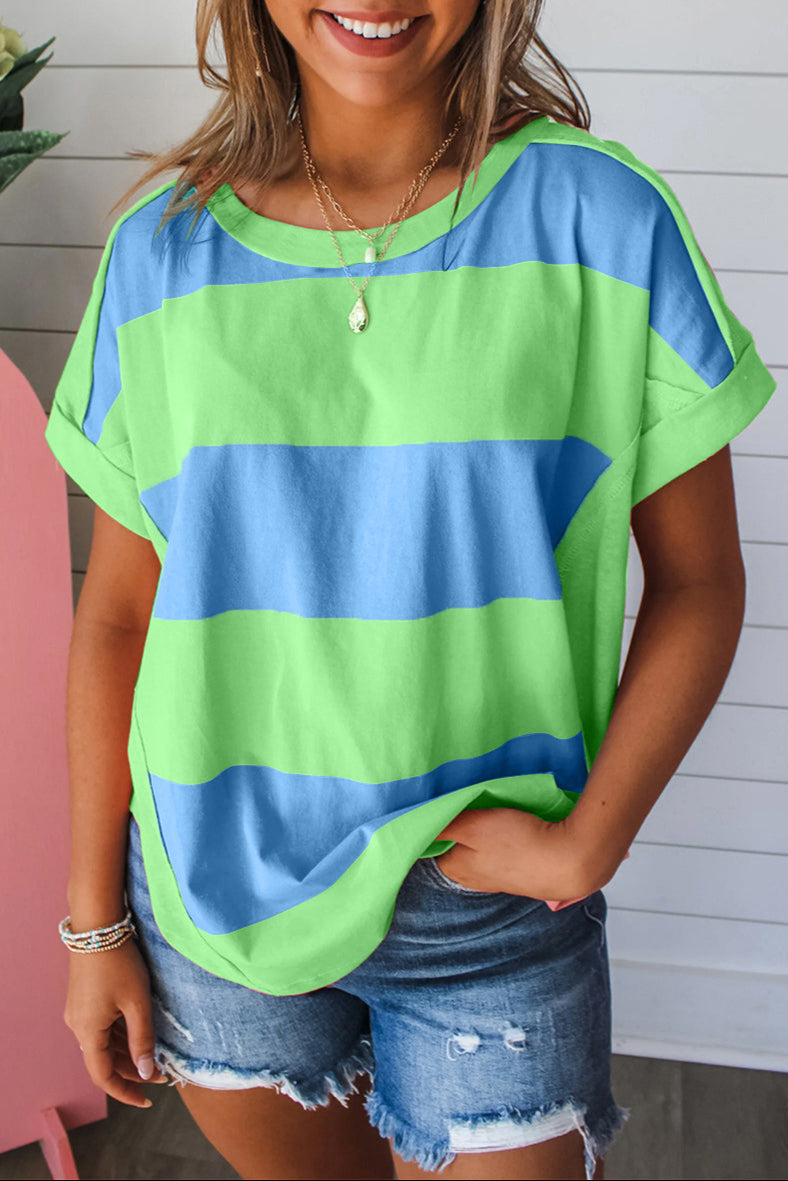 Colorblock Rounded Hem T-Shirt