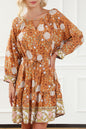 Boho Floral 3/4 Sleeve Dress