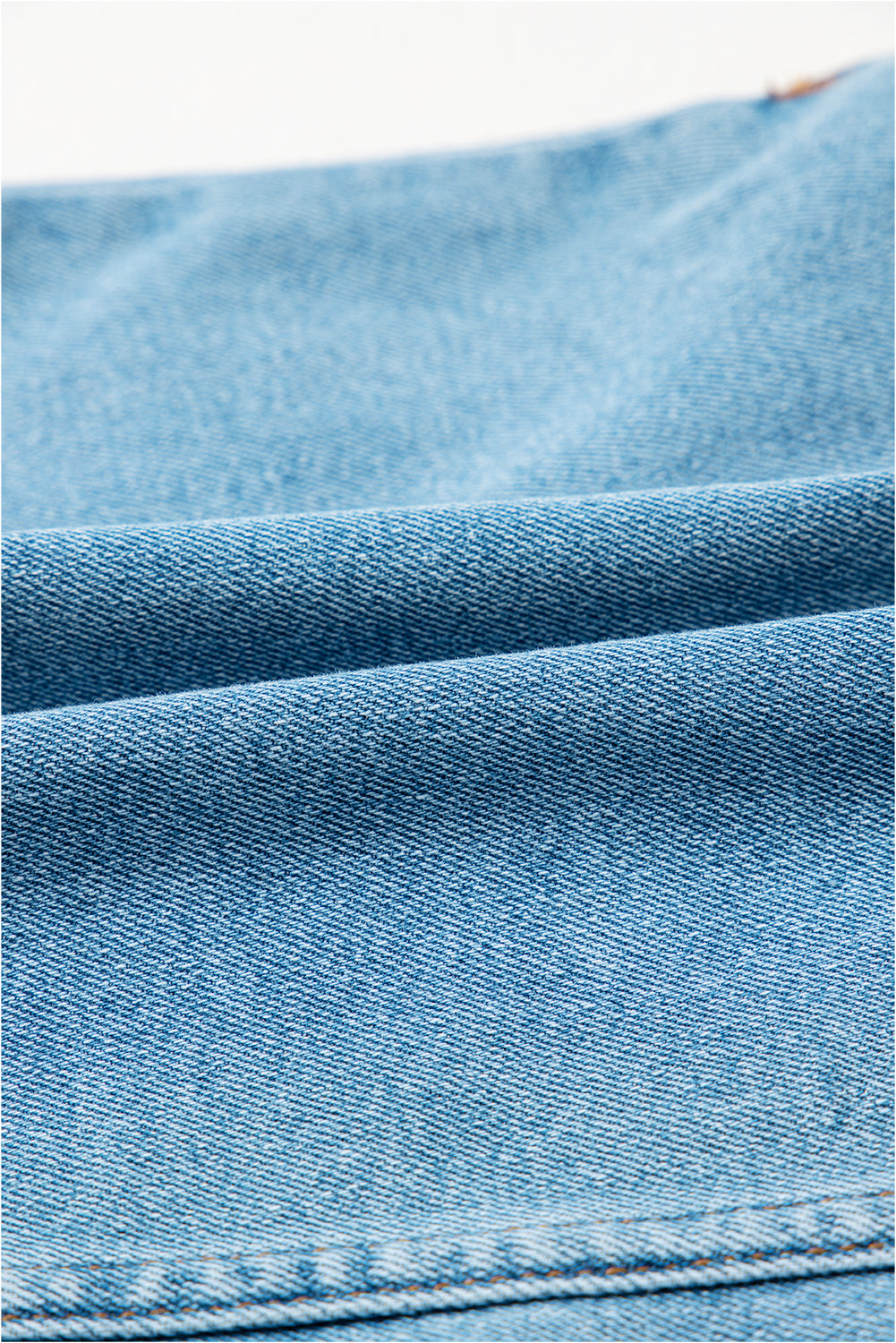 Acid Wash Denim Bow Pocket High Waist Skirt