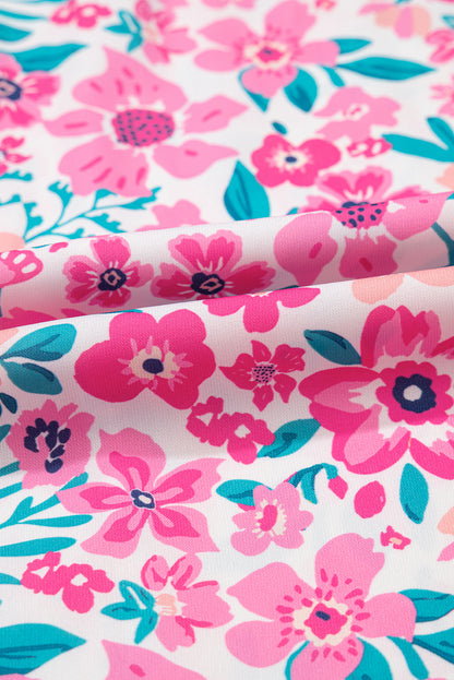 Plus Size Floral Frilled Short Sleeve Mini Dress