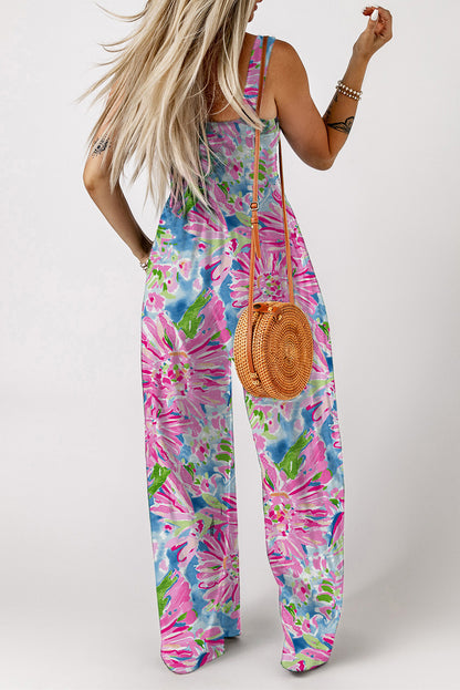 Floral Smocked Wide Leg Jumpsuit