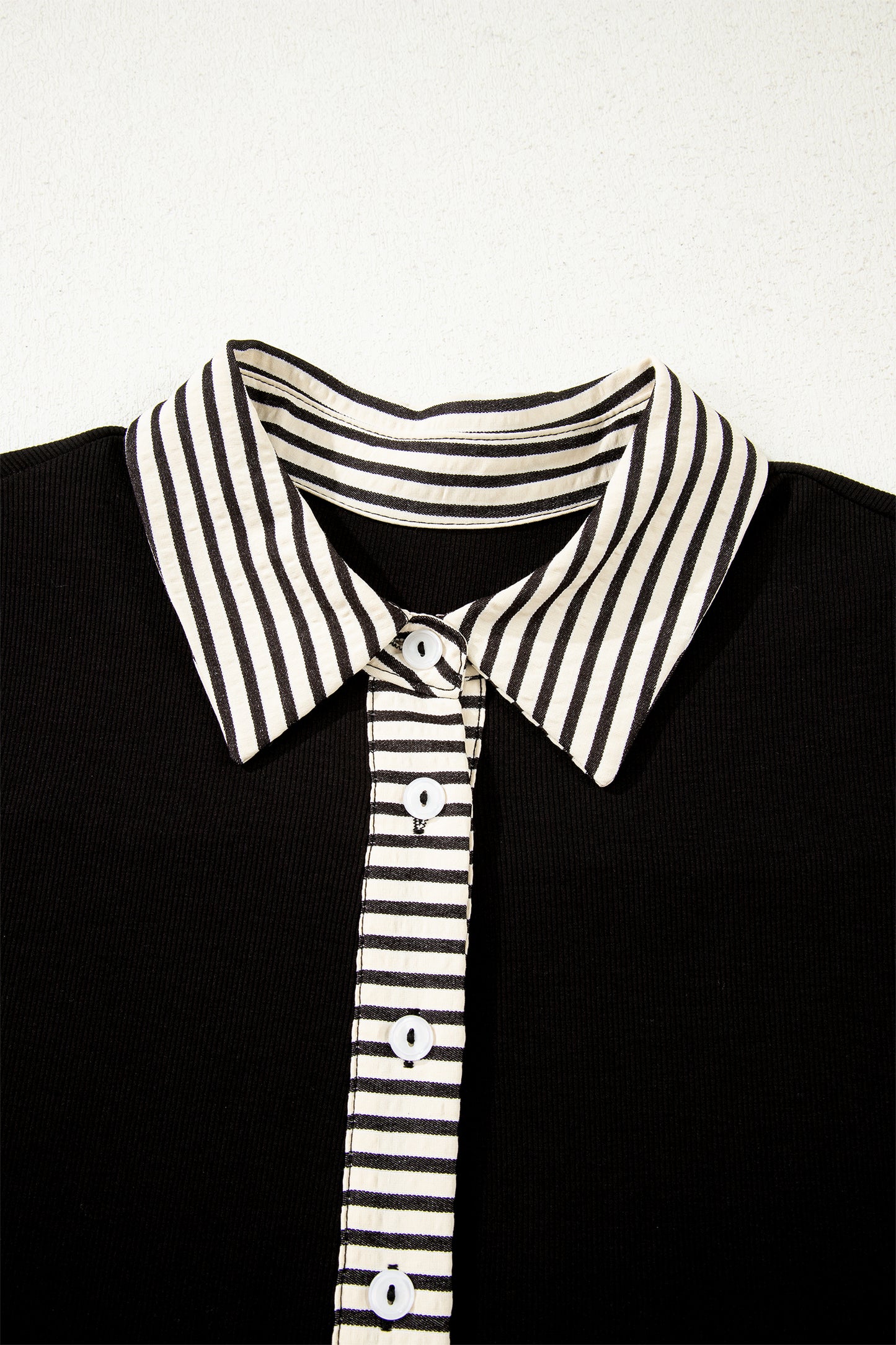 Stripe Polo Collar Tied Short Sleeve Mini Dress