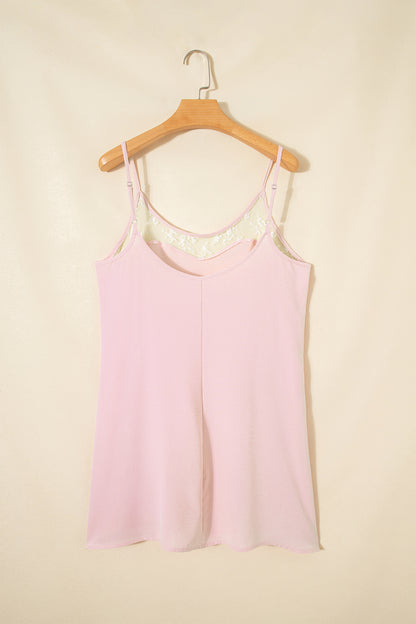 Sheer Lace Patchwork Camisole Nightgown Dress