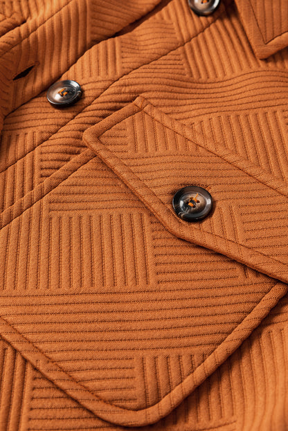 Textured Collared Button-Up Drop Shoulder Coat