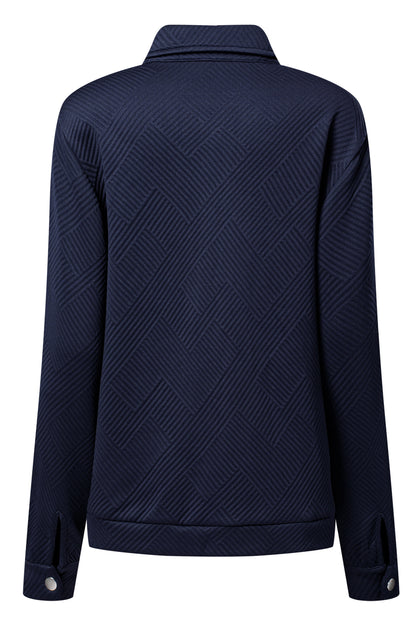 Solid Flap Pocket Shirt Collar Zip Up Jacket