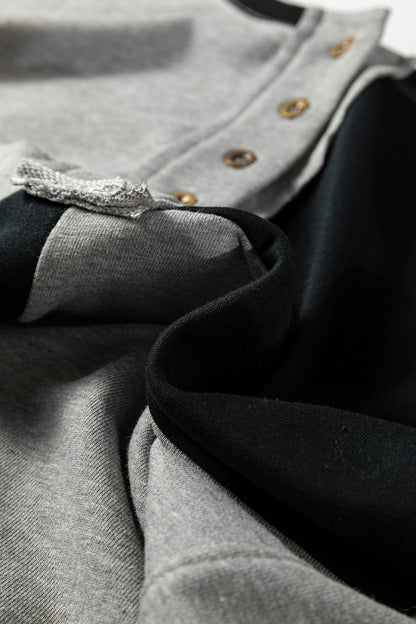 Colorblock Crewneck Henley Sweatshirt