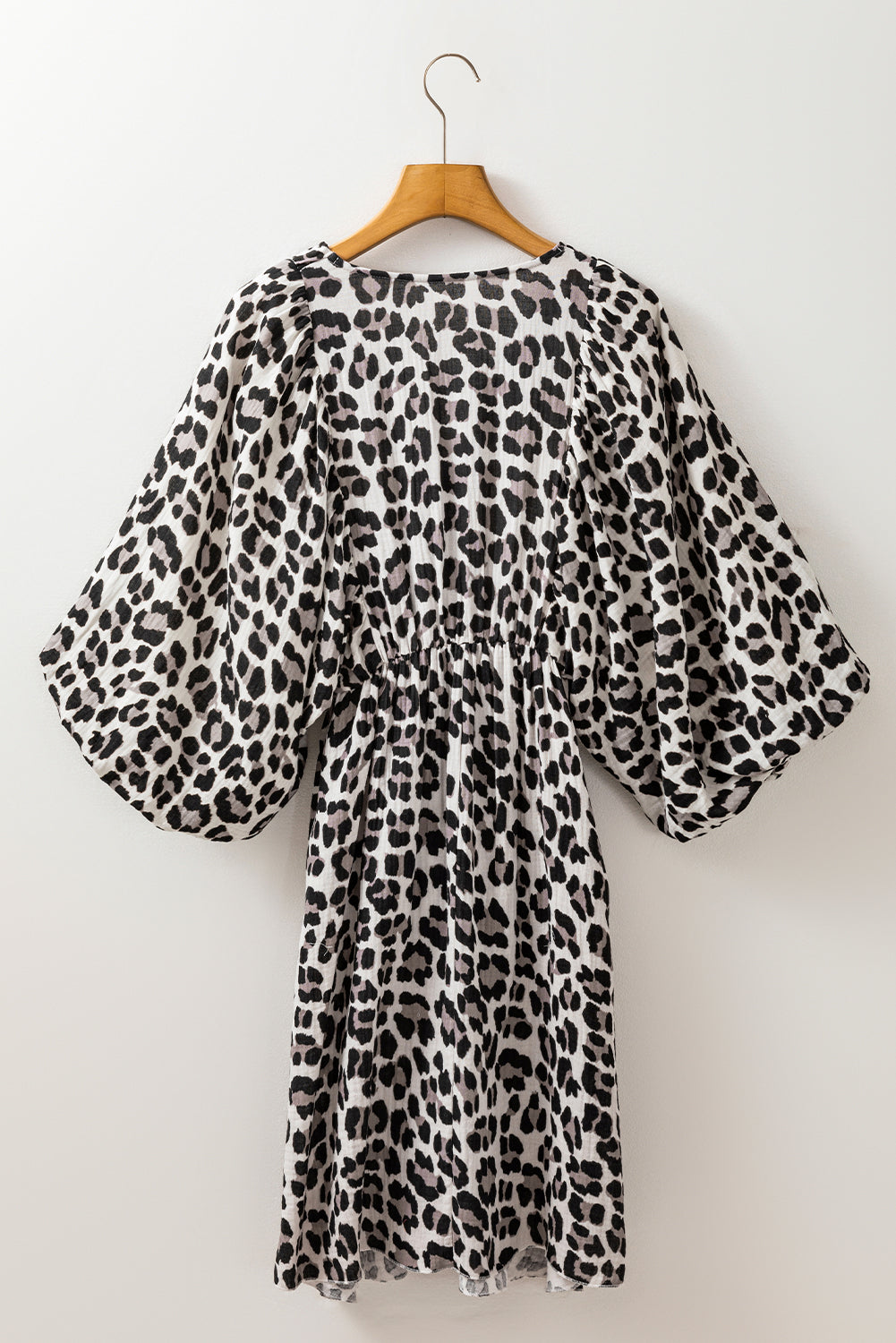 Leopard 3/4 Sleeve V-Neck Dress