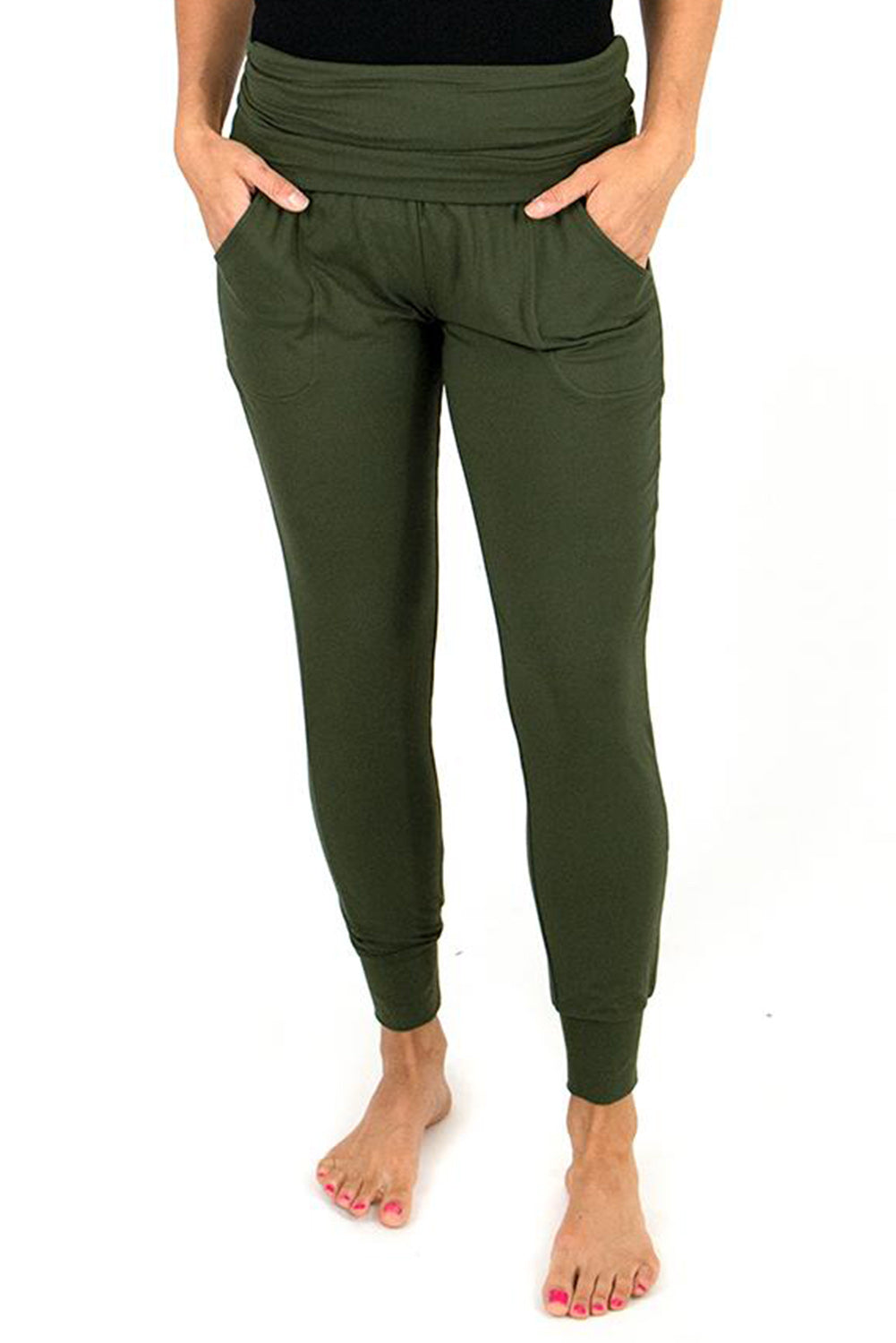 High Waist Pleated Pocketed Leggings