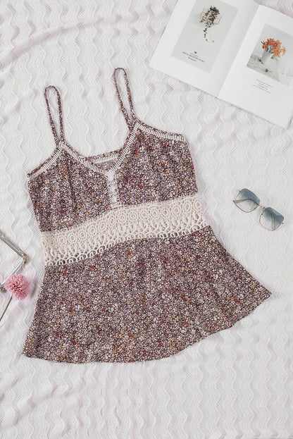 Floral Lace Crochet Spaghetti Strap Tank Top