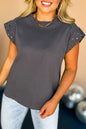 Studded Short Sleeve Crewneck Top