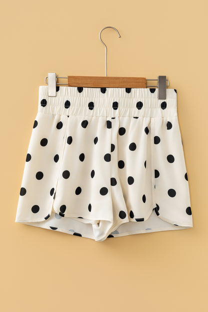 Polka Dot High Waist Shirred Shorts