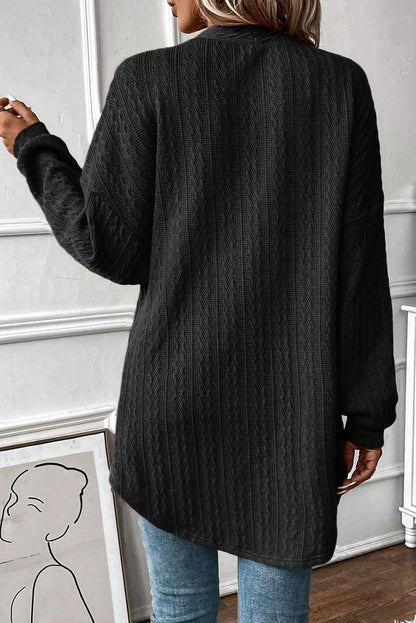 Texture Knit Open Front Cardigan