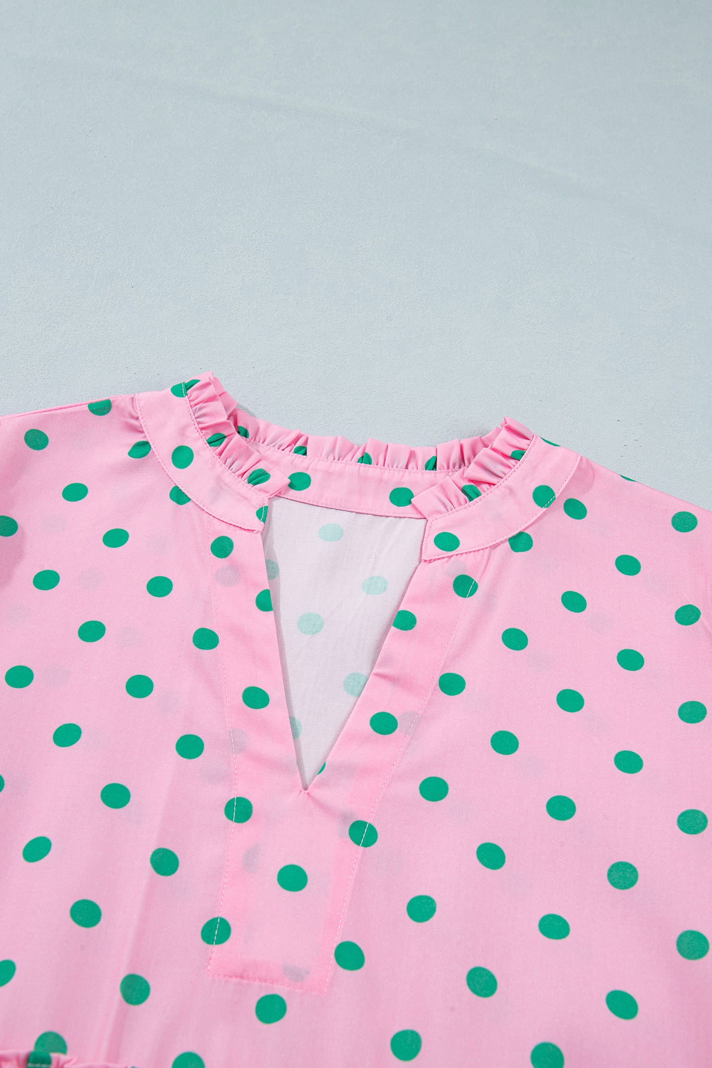 Polka Dot V-Neck Short Sleeve Tiered Mini Dress
