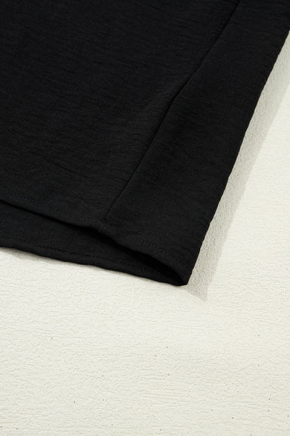 Leopard Patchwork Dolman Sleeve V-Neck Blouse