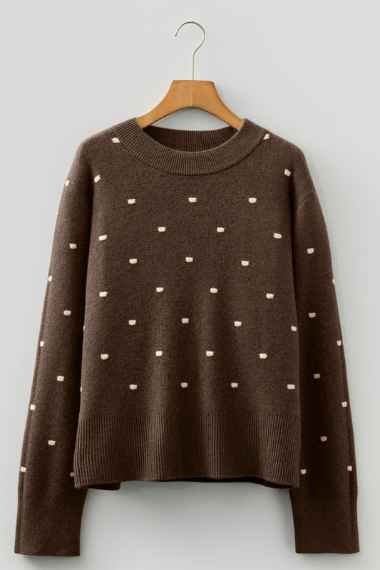 Dotted Ribbed Edge Crewneck Sweater