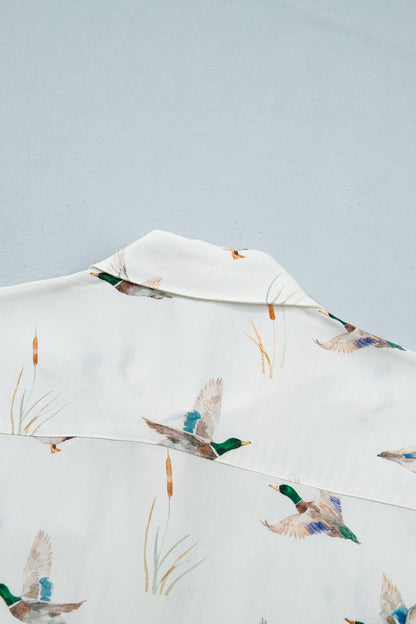 Mallard Button Flap Pocket Collared Blouse