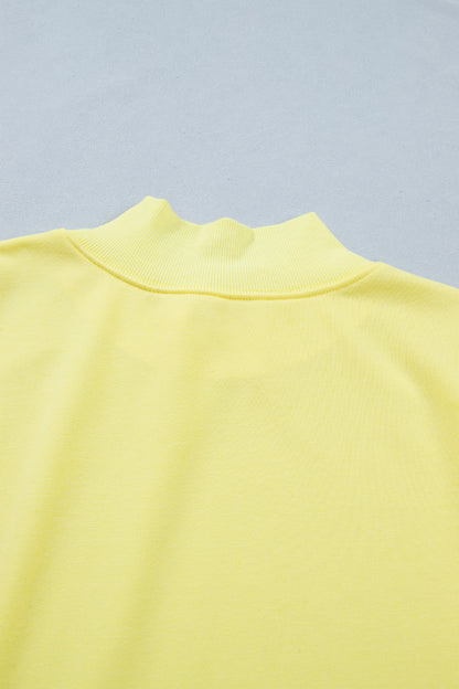 Solid Mock Neck Cap Sleeve Oversized Top