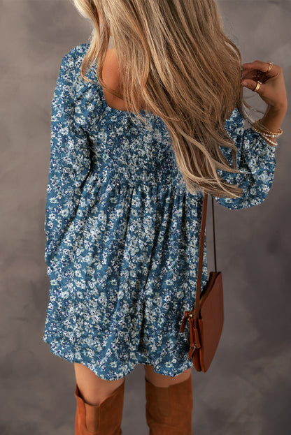 Floral Sweetheart Neck Mini Dress