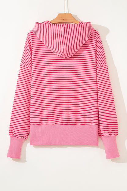 Stripe Thumbhole Drop Shoulder Sleeve Hoodie