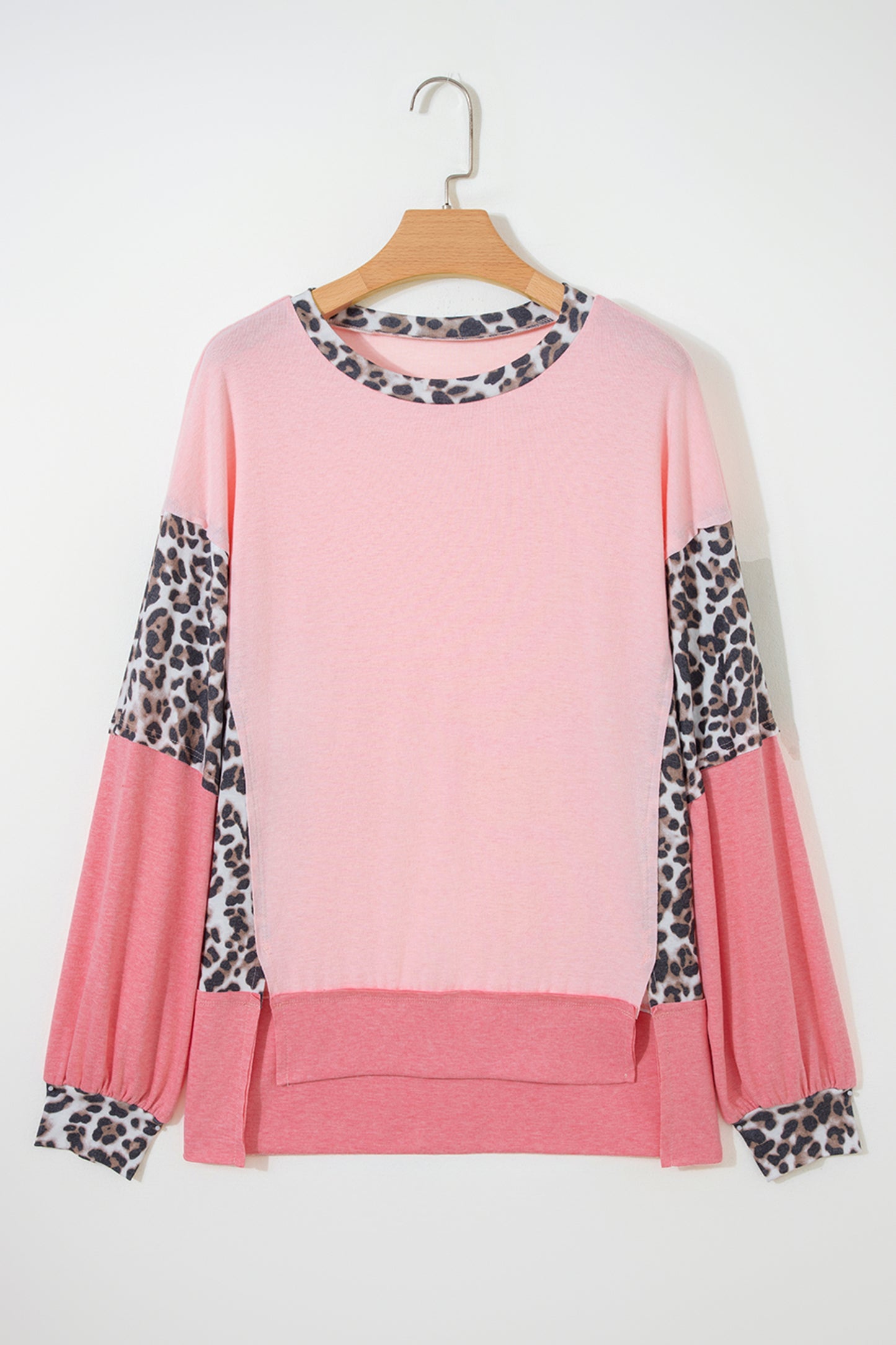 Leopard Patchwork Dolman Sleeve Sweatshirt