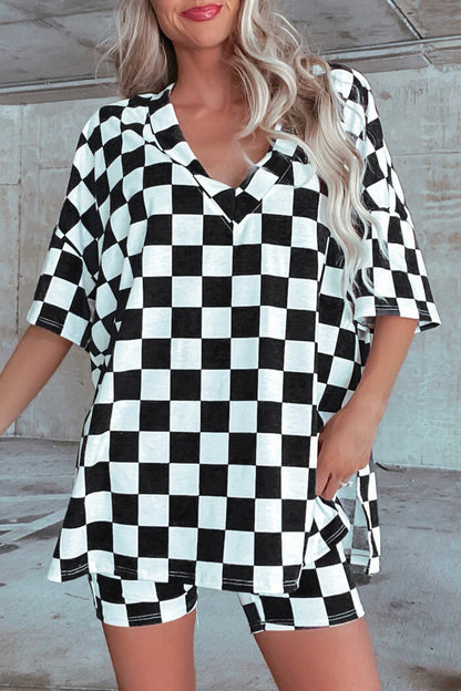 Checker Tee and Shorts Lounge Set