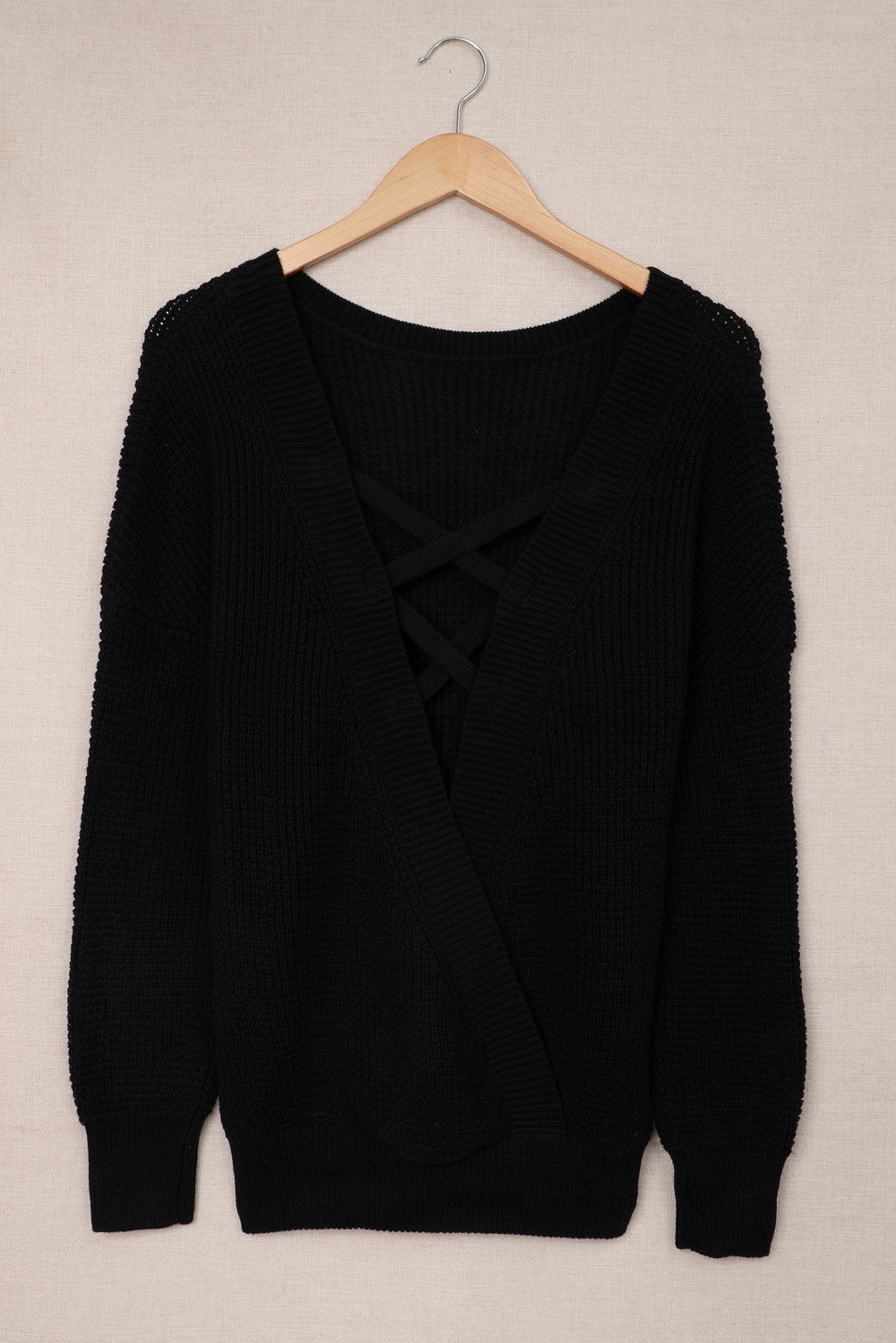 Cross Back Loose Knit Sweater