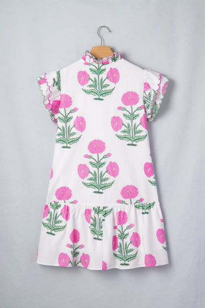 Floral Scalloped Embroidery V-Neck Mini Dress