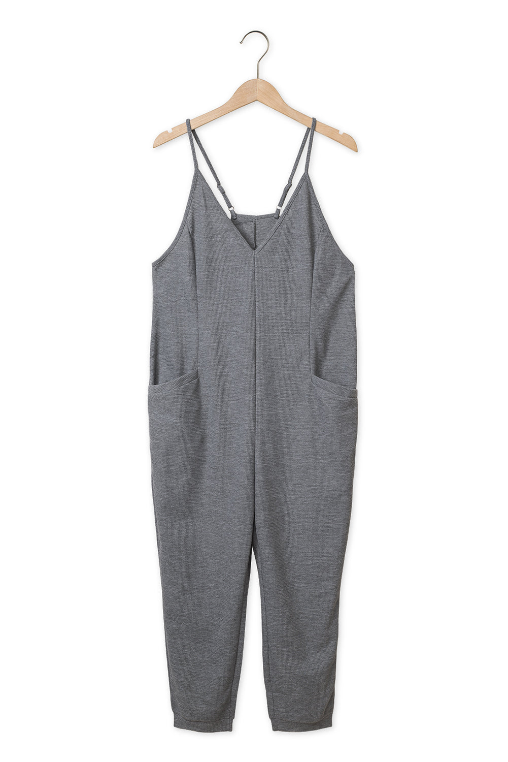 Waffle Sleeveless V-Neck Pocketed Jumpsuit