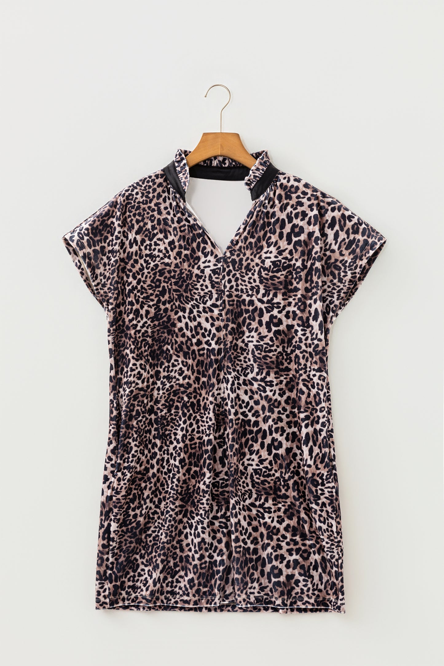 Leopard Short Sleeve Shift Mini Dress