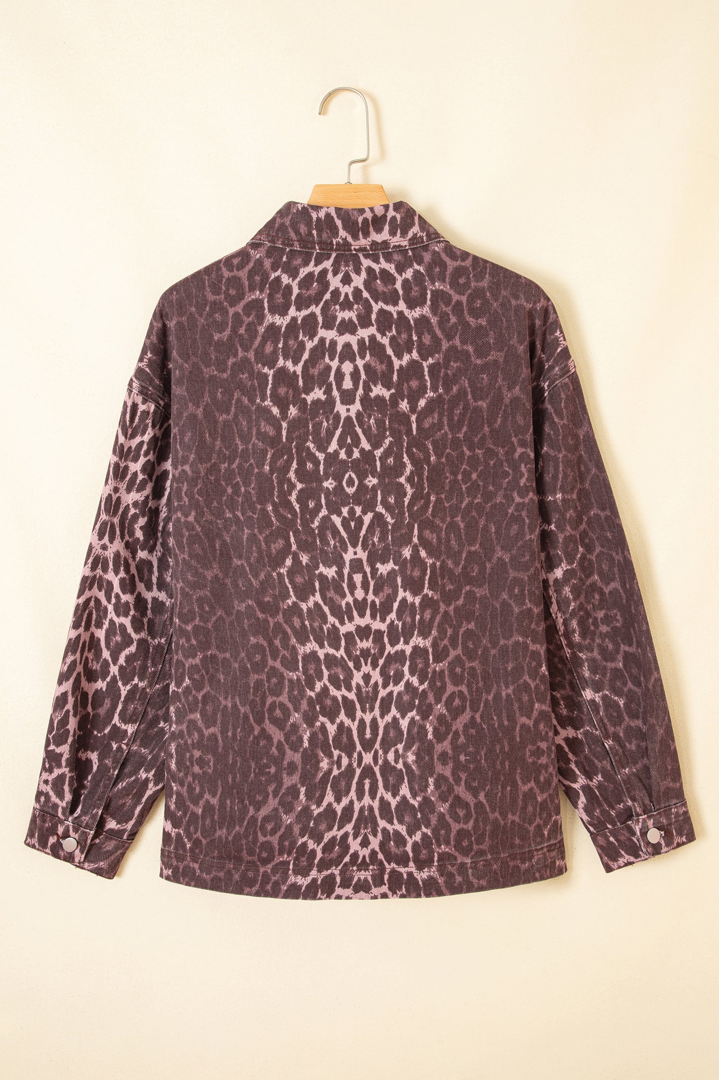 Leopard Denim Patch Pocket Oversized Jacket