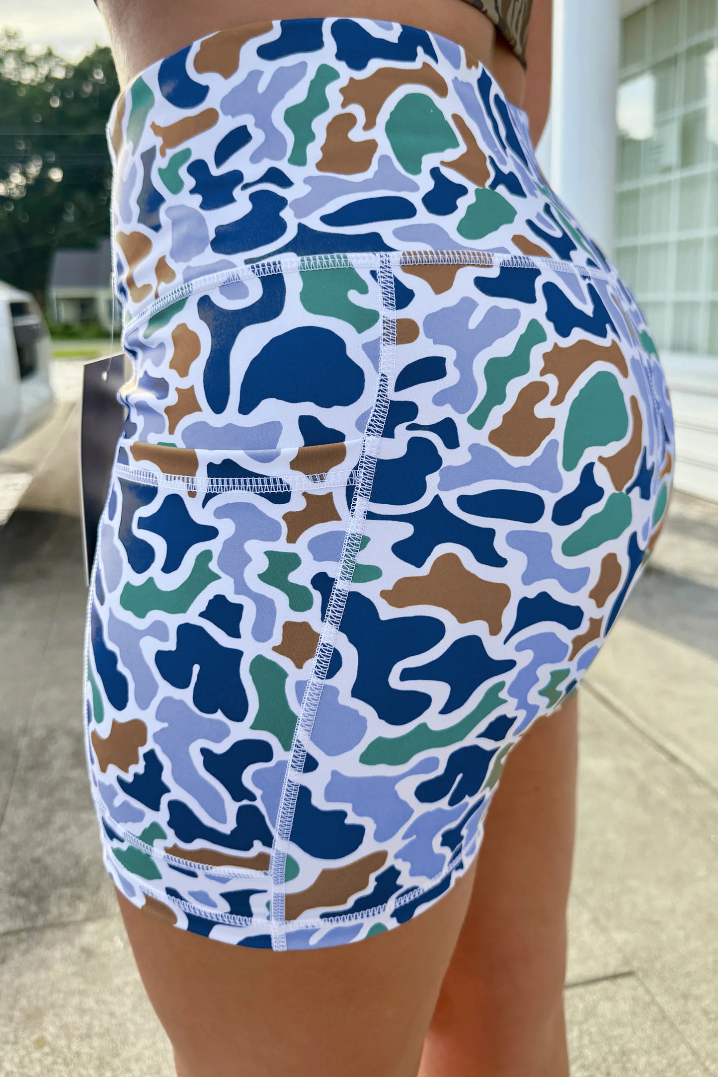 Abstract Camo Side Pocket Biker Shorts