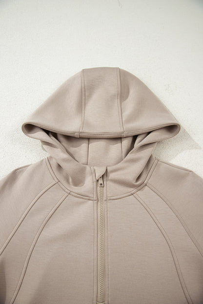 Solid Half-Zip Hoodie and Pants Set