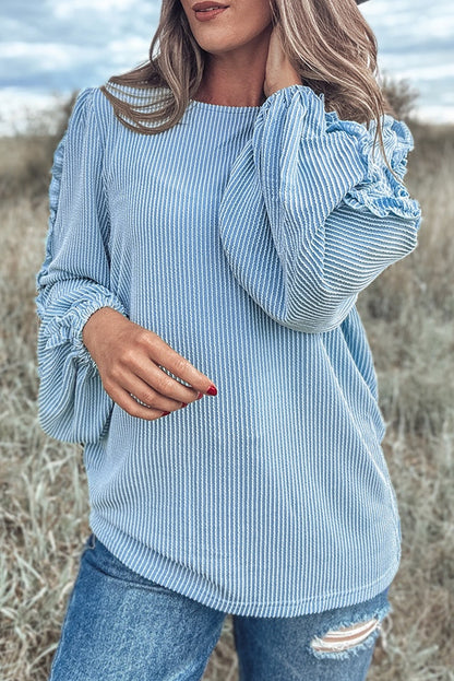 Corded Frilled Puff Sleeve Blouse