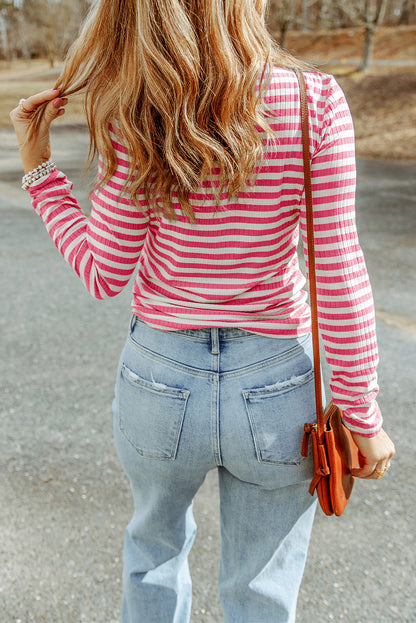 Stripe Ribbed Long Sleeve Tee