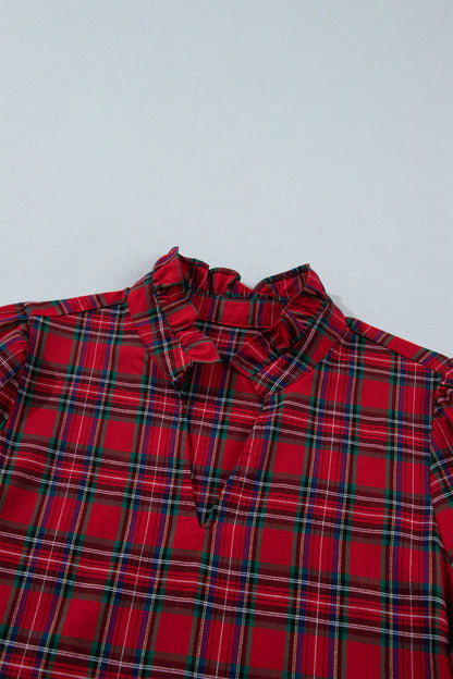 Plaid Long Sleeve Drop Waist Mini Dress