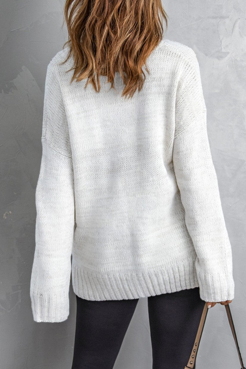 Drop Shoulder V-Neck Sweater