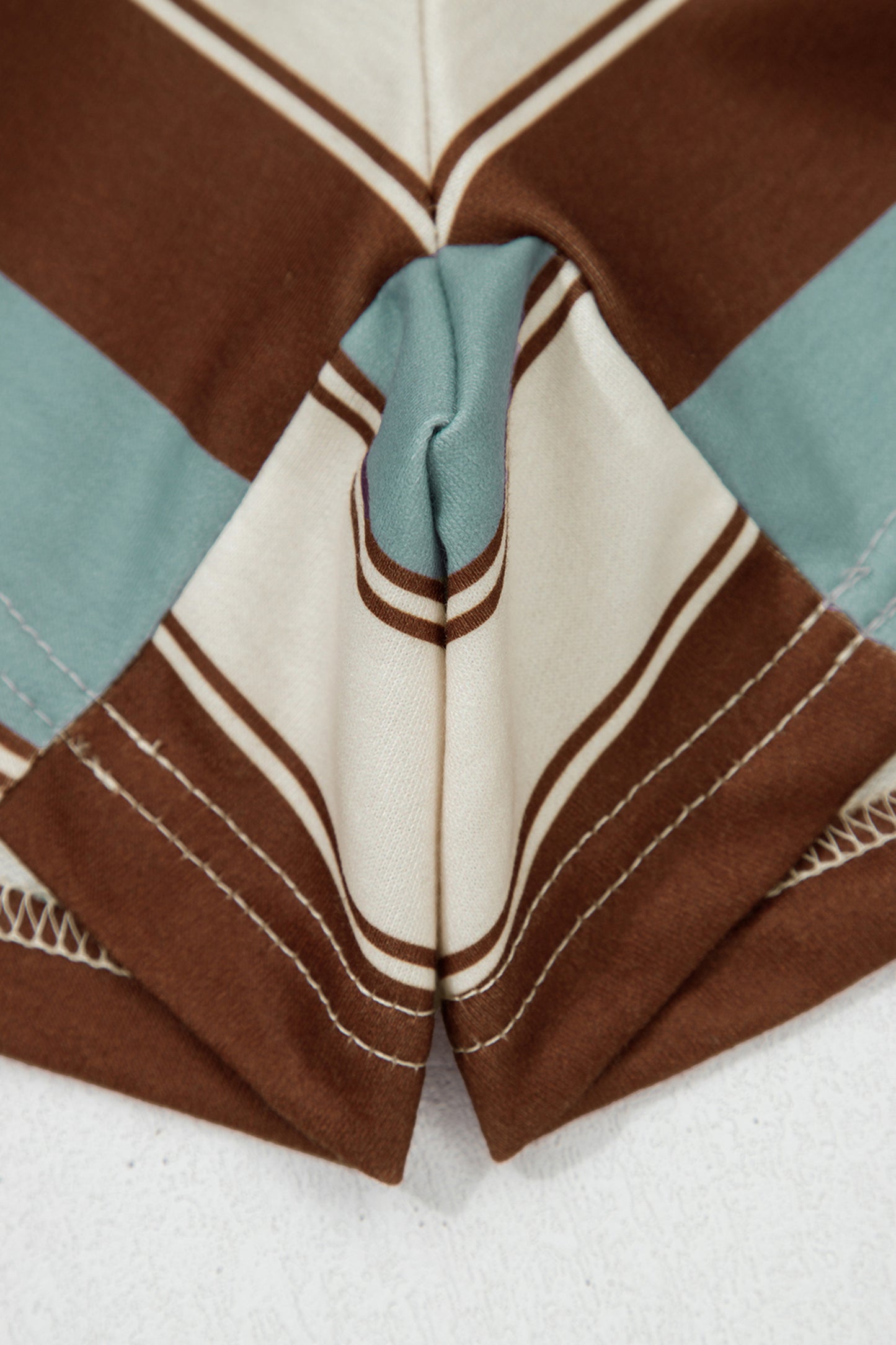 Stripe Polo Collar Tee and Patchwork Shorts Set