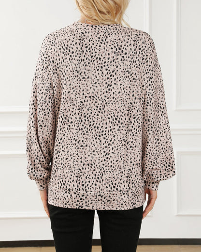 Leopard Puff Sleeve Crewneck Sweatshirt