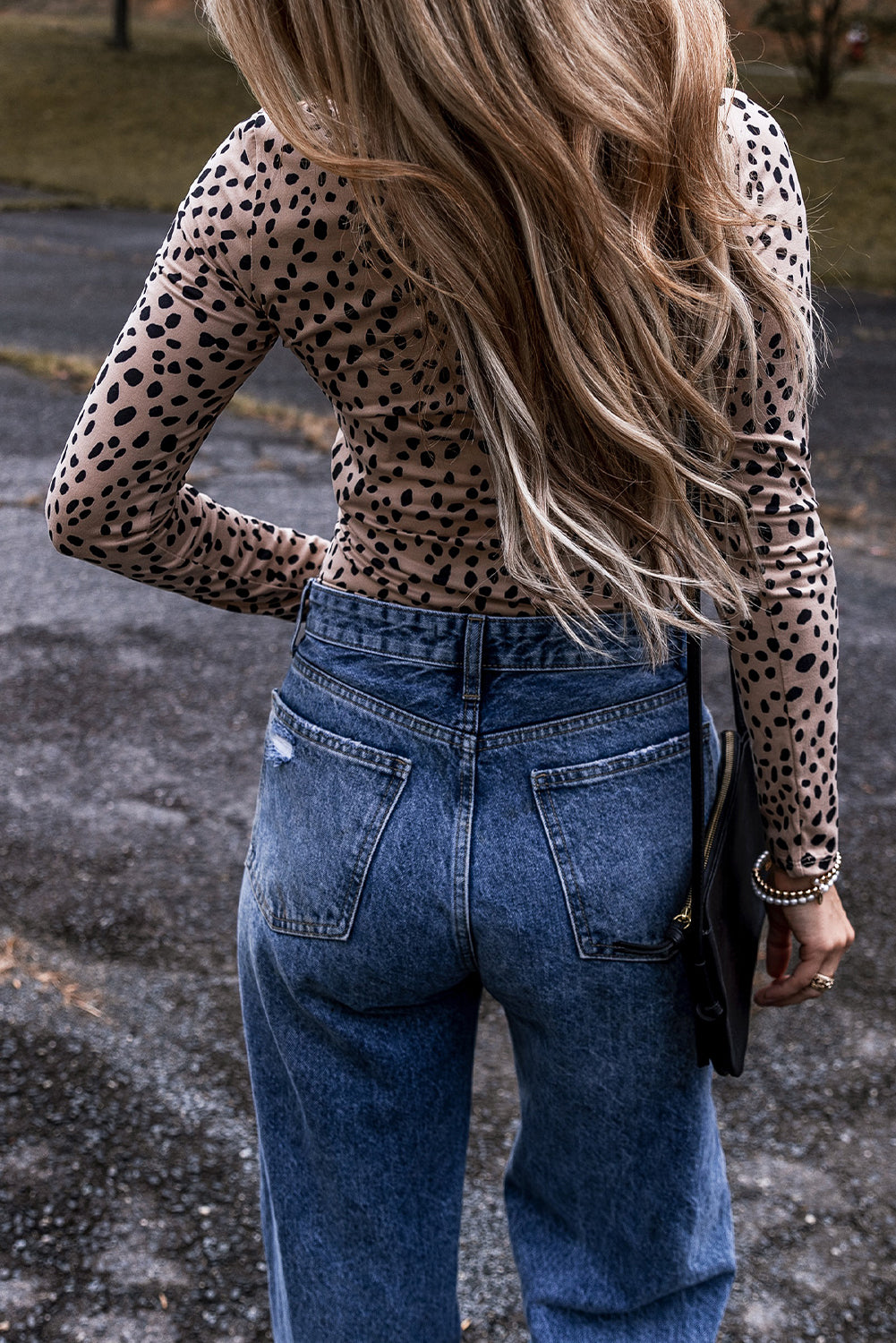 Leopard Scoop Neck Long Sleeve Bodysuit