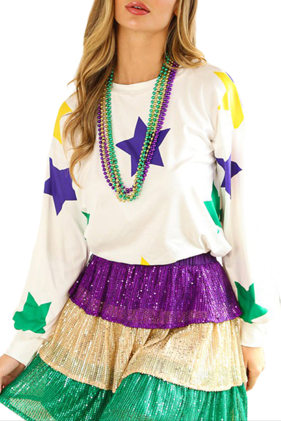 Mardi Gras Star Long Sleeve Top