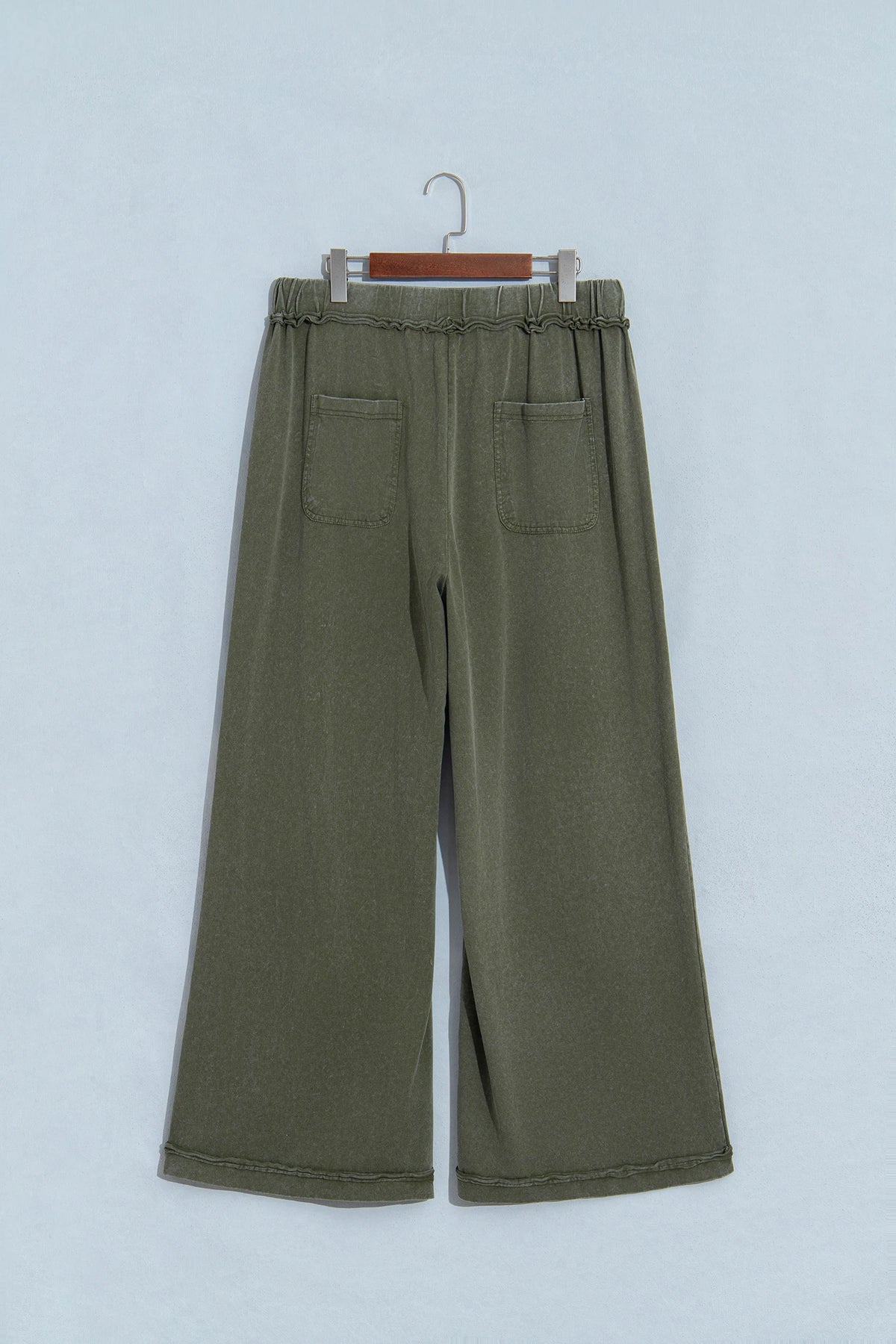 Mineral Wash Seam Detail Flare Leg Drawstring Pants