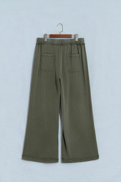Mineral Wash Seam Detail Flare Leg Drawstring Pants