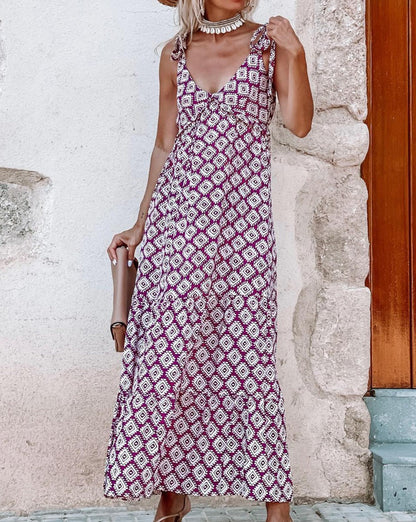 Geometric Knotted Straps Maxi Dress